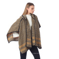 2021 hiver chaud poncho pour femmes rétro géométrique femme manteau à capuche manteau Tippet grande taille ponchos et capes